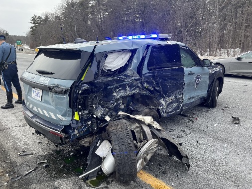 Massachusetts State Police Trooper seriously injured, other driver summoned and identified, after highway collision