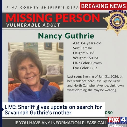 WATCH LIVE: Sheriff’s Office Provides Update in Search for “Today” Show Host Savannah Guthrie’s Mother