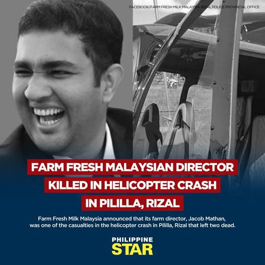 Jacob Mathan Death: Farm Fresh Milk Malaysia Director Dies in Pililla, Rizal Helicopter Crash