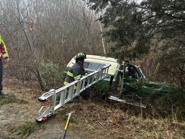 Heroic Rescue in Lakeville: Pickup Truck Leaves Road, Driver Saved Over Stream