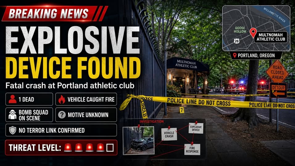 Portland Investigation: Fatal Crash and Possible Explosive Device Found at Multnomah Athletic Club Raises Serious Concerns